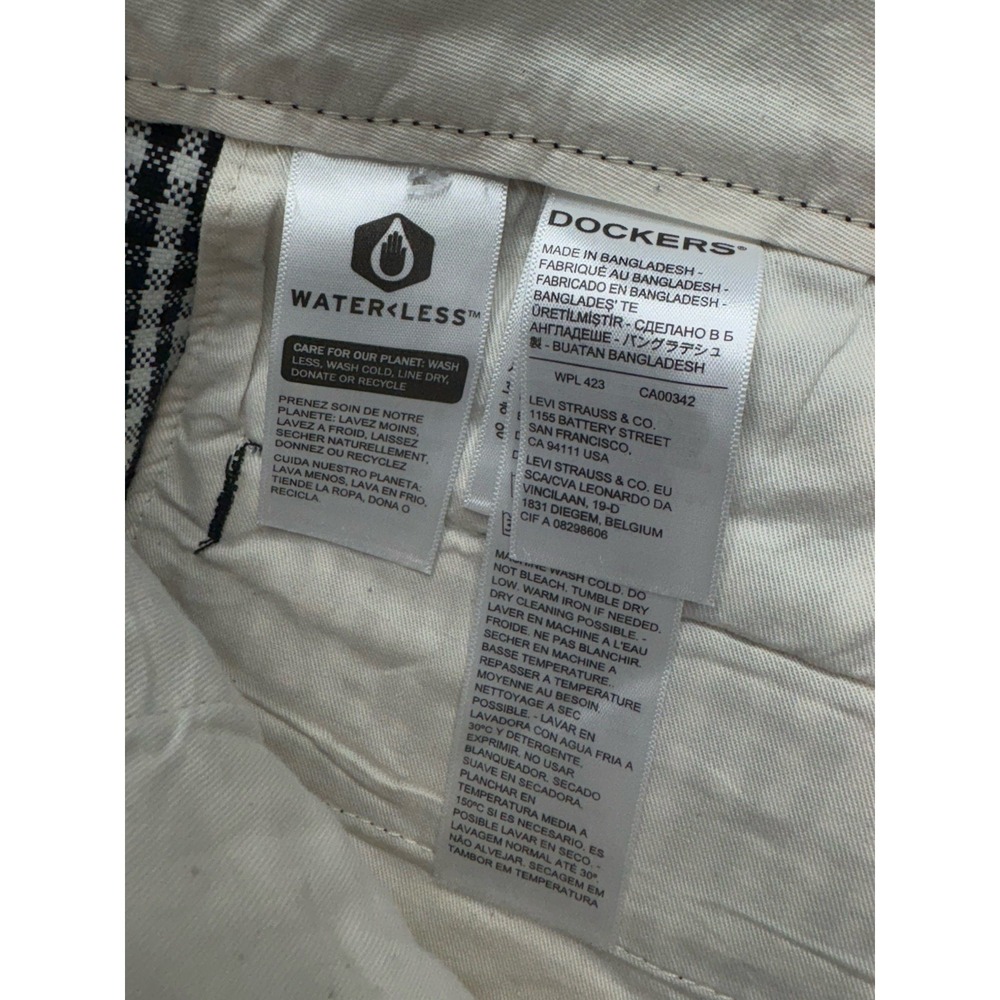 NWT Dockers Waterless Pleated Pants Gingham Mens 36x28 Black‎ White Check - Picture 10 of 14
